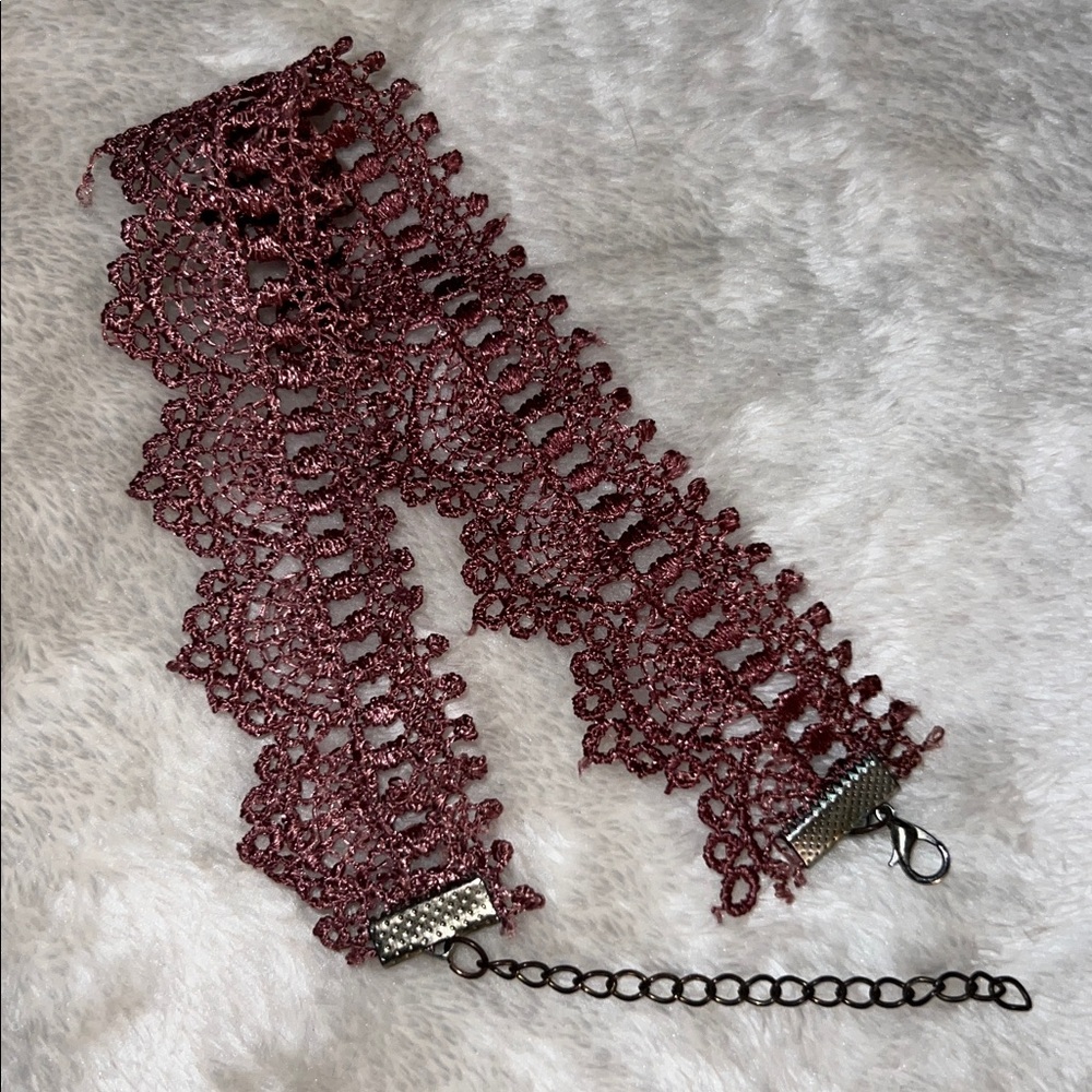 NWT BUNDLE OF 3 💋 CROCHETED LACE CHOKERS WITH EXTENDERS ROSE/GOLD/GREEN OS - Picture 6 of 12